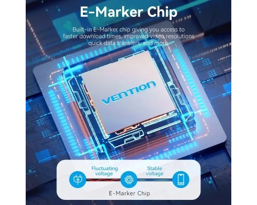 Дата кабель USB-C to USB-C 1.0m USB4.0 240W (50V/5A) 8K60Hz Thunderbolt 4 Gray Aluminum Alloy Vention (TAVHF)