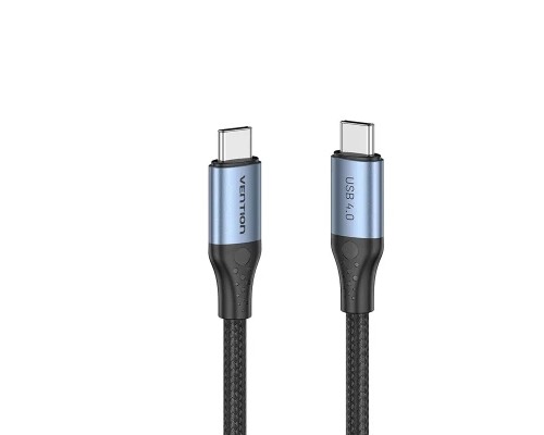 Дата кабель USB-C to USB-C 1.0m USB4.0 240W (50V/5A) 8K60Hz Thunderbolt 4 Gray Aluminum Alloy Vention (TAVHF)