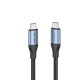 Дата кабель USB-C to USB-C 1.0m USB4.0 240W (50V/5A) 8K60Hz Thunderbolt 4 Gray Aluminum Alloy Vention (TAVHF)