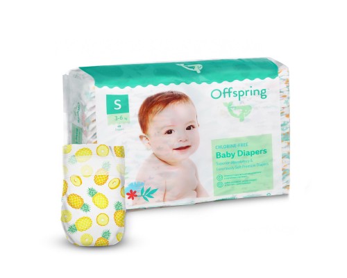 Підгузки Offspring Pineapple розмір S 3-6 кг 48 шт (DP-OI-FAT-S48P-PHP)
