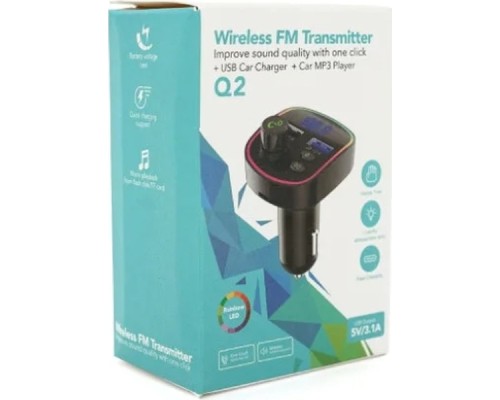 FM модулятор Voltronic Q2 з еквалайзером, 1.5A, FM, USB, TF (FM-Q2EQ) 