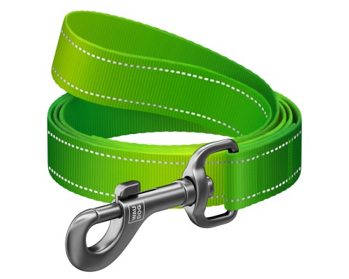 Повідок для собак WAUDOG Nylon Mono світловідбивний, S, Ш 15 мм, Д 300 см, салатовий (46435)