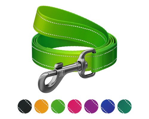 Повідок для собак WAUDOG Nylon Mono світловідбивний, S, Ш 15 мм, Д 300 см, салатовий (46435)