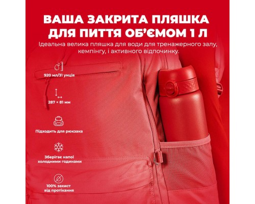 Пляшка для води ION8 OneTouch Vacuum Insulated 920 мл Red (I8TS1000Red)