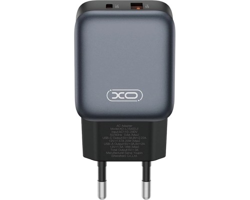 Зарядний пристрій XO L154 USB-C PD20W + USB-A QC3.0 Black (L154.black)