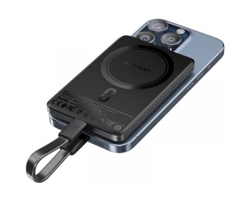 Батарея універсальна Acefast Magnetic Wireless 5000mAh 18W PD, QC/3.0, QI 7.5W, ультра тонкий, M8 Bllack (6974316283386)