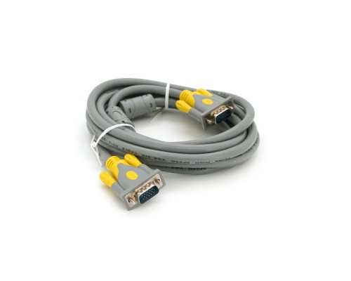 Кабель мультимедійний VGA M to VGA M 3.0m 1080P grey-yellow Merlion (YT-VGA(M)/(M)3+6GR-3m)