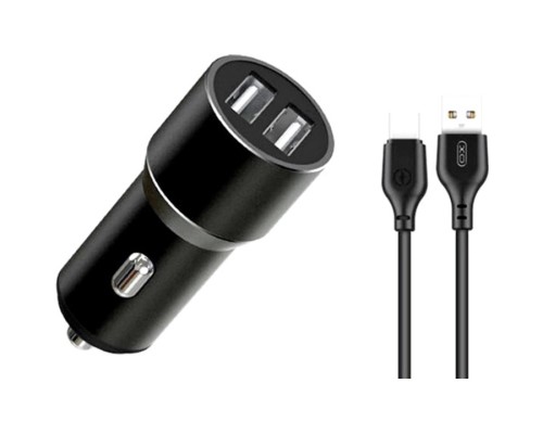 Зарядний пристрій XO 1xUSB + cable USB to USB-C TZ09 black (6920680873500)