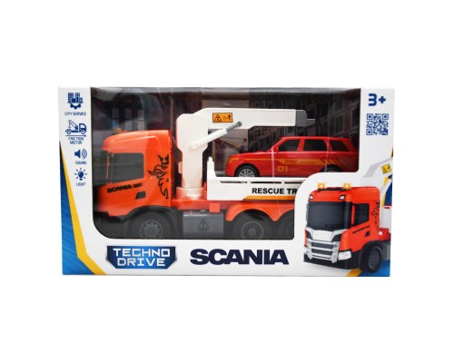 Спецтехніка TechnoDrive серії Big Truck – Евакуатор Scania з машиною (світло, звук) (6408KS)