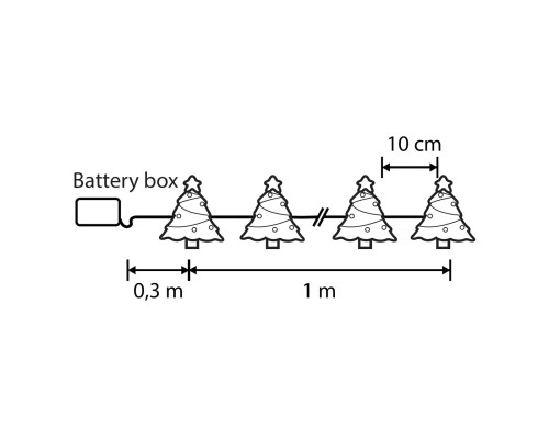 Гірлянда Luca Lighting Ялинка, струна, 1,3 м, класична біла, 10 LED 2AA, таймер (8720967822867)
