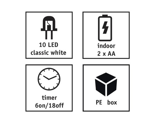Гірлянда Luca Lighting Ялинка, струна, 1,3 м, класична біла, 10 LED 2AA, таймер (8720967822867)