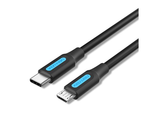 Дата кабель USB 2.0 C Male to Micro-B Male 2A Cable 1M Black VENTION (COVBF)