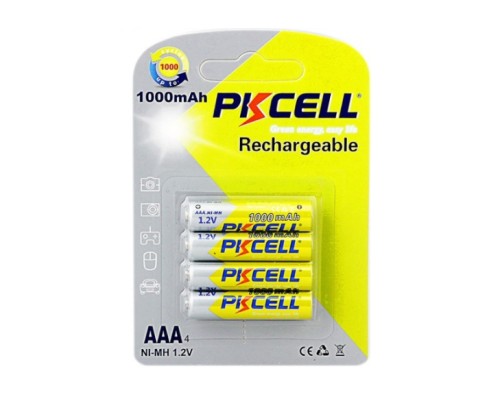 Акумулятор AAA R03 1000mAh 1.2V NiMH Rechargeable Battery, 4шт/бл PkCell (PC/AAA1000-4BR)
