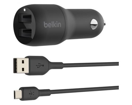 Зарядний пристрій Belkin Car Charger 24W Dual USB-A, USB-A - MicroUSB, 1m, black (CCE002BT1MBK)