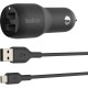 Зарядний пристрій Belkin Car Charger 24W Dual USB-A, USB-A - MicroUSB, 1m, black (CCE002BT1MBK)