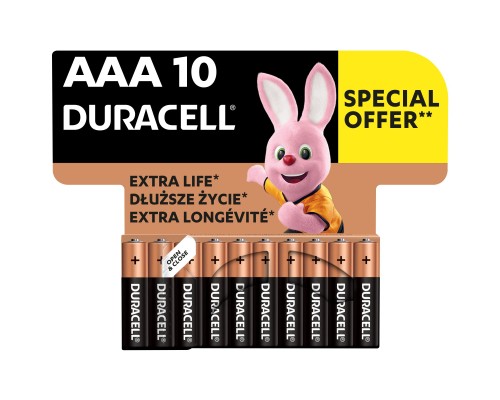 Батарейка Duracell AAA лужні 10 шт. в упаковці (5002509/5006462) 