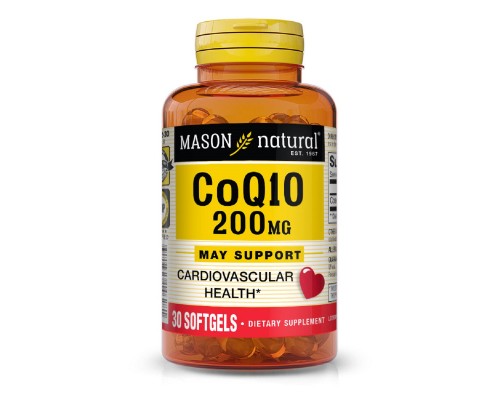 Вітамінно-мінеральний комплекс Mason Natural Коензим Q10 200 мг, Co Q10, 30 гелевих капсул (MAV14628)