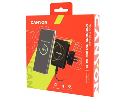 Універсальний автотримач Canyon Car holder and wireless charger MegaFix, C-15, 15W (CNE-CCA15B)