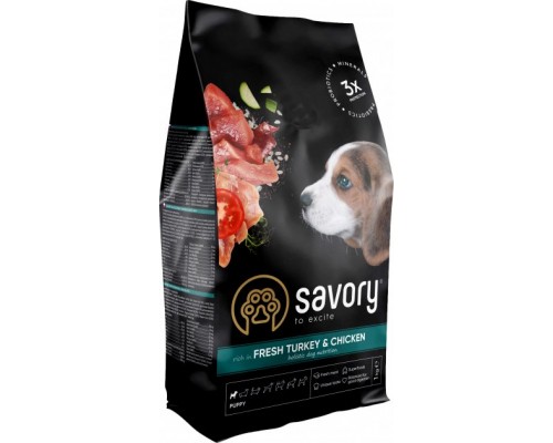 Сухий корм для собак Savory Puppy rich in Fresh Turkey and Chicken 3 кг (4820232630297)