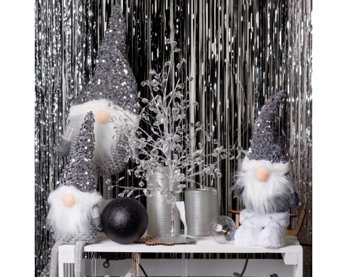 Новорічна фігурка Novogod`ko Гном, срібна паєтка, 27 см (973731)