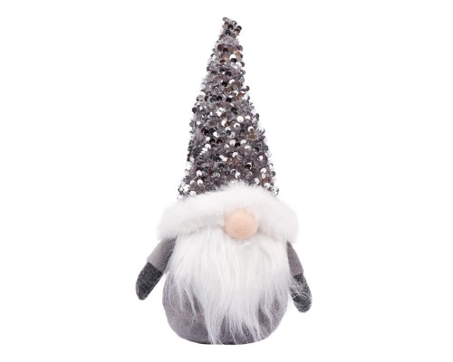 Новорічна фігурка Novogod`ko Гном, срібна паєтка, 27 см (973731)