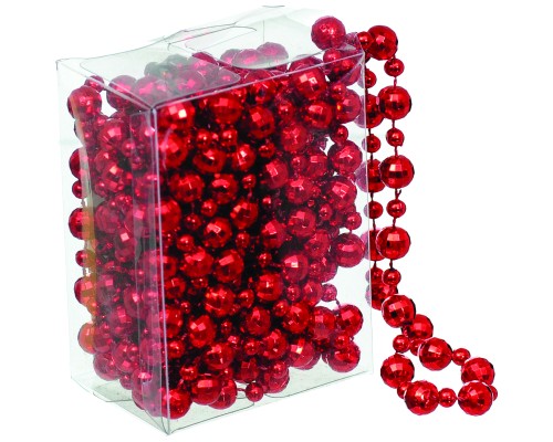 Намисто на ялинку Jumi 5м х 10мм, пластик, червоний (5900410380035)