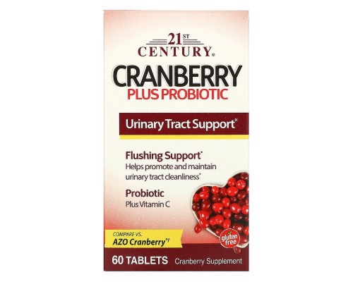 Трави 21st Century Журавлина з пробіотиком, Cranberry Plus Probiotic, 60 таблеток (CEN-27848) Трави 21st Century Журавлина з пробіотиком, Cranberry Plus Probiotic, 60 таблеток (CEN-27848)