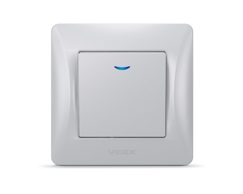 Вимикач Videx BINERA 1кл з підсвічуванням срібний (VF-BNSW1L-SS)