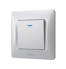 Вимикач Videx BINERA 1кл з підсвічуванням срібний (VF-BNSW1L-SS)