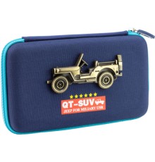 Пенал Cool For School з металевою аплікацією 1 відділення Темно-синій (QT-5795-Royal Blue)
