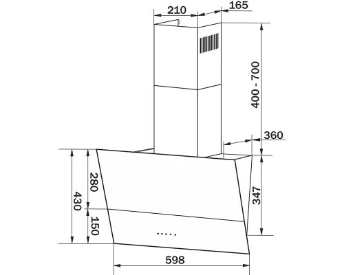 Витяжка кухонна GRANADO Vivares 613-1100 black glass (GCH316311)