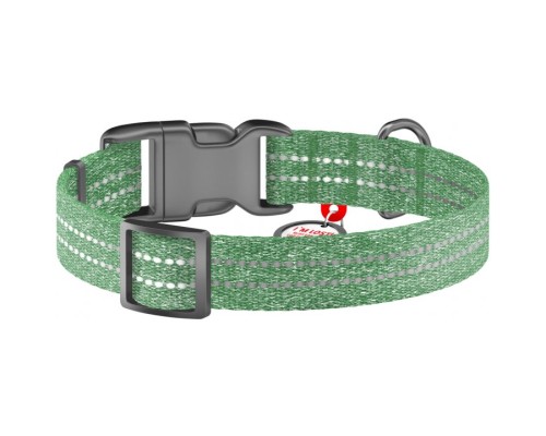 Нашийник для тварин WAUDOG Re-cotton з QR паспортом світловідбивний Ш 25 мм Д 37-58 см зелений (029418)