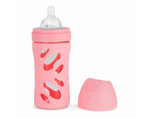 Пляшечка для годування Twistshake Pastel Pink 260 мл, скляна антикол. із силіконовою соскою (78582)