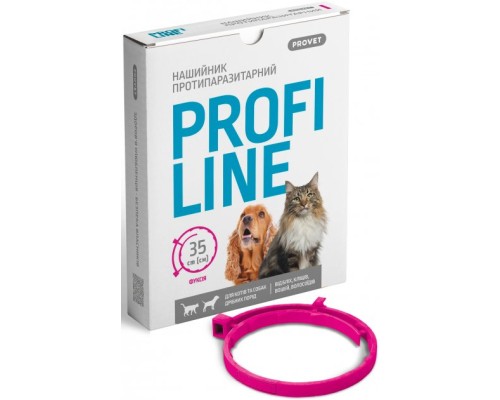 Нашийник для тварин ProVET Profiline інсектоакарицид 35 см фуксія (4823082430956)