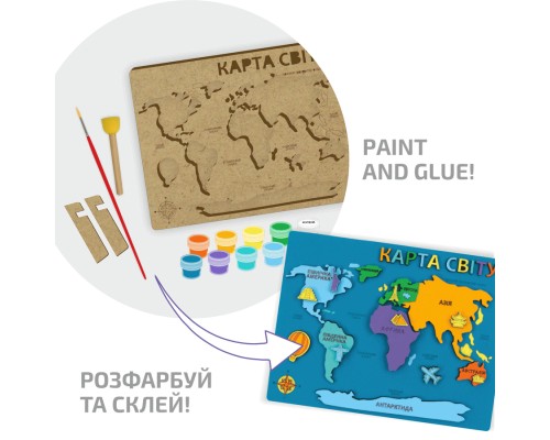 Набір для творчості Rosa Talent Карта світу 3D, МДФ, 24,5 х 18,5 см (4823098540021)