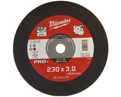 Круг відрізний Milwaukee по металу SC 41/230х3мм PRO+, 230мм (4932451494)