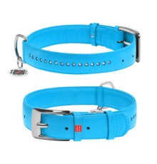 Нашийник для тварин WAUDOG Glamour з QR-паспортом, подвійний Ш 15 мм Д 27-36 см блакитний (38742)