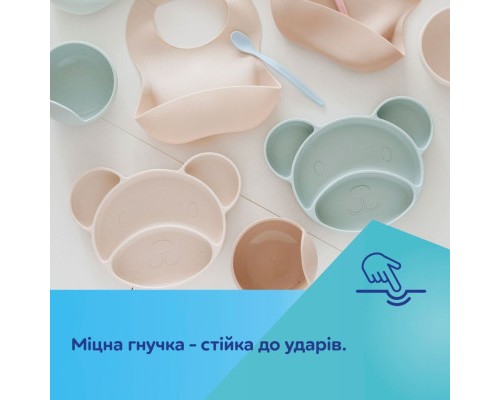 Тарілка дитяча Canpol babies Ведмедик силіконова на присосці з трьома відділами, крем (51/401_creme)