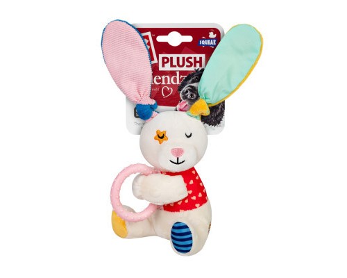 Іграшка для собак GiGwi Plush Зайчик з кільцем та пищалкою 16 см (2257)