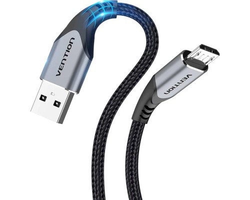 Дата кабель USB 2.0 AM to Micro 5P 0.25m 3.0A (18W) PVC Gray Aluminum Alloy Vention (COAHC)