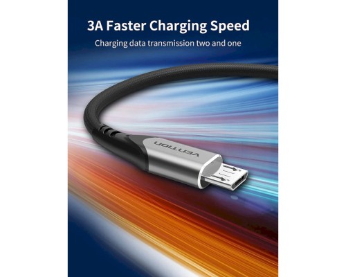 Дата кабель USB 2.0 AM to Micro 5P 0.25m 3.0A (18W) PVC Gray Aluminum Alloy Vention (COAHC)