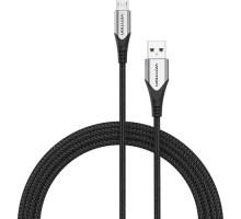 Дата кабель USB 2.0 AM to Micro 5P 0.25m 3.0A (18W) PVC Gray Aluminum Alloy Vention (COAHC)