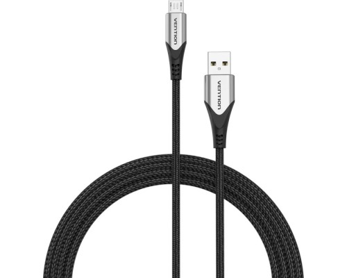 Дата кабель USB 2.0 AM to Micro 5P 0.25m 3.0A (18W) PVC Gray Aluminum Alloy Vention (COAHC)