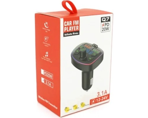 FM модулятор Voltronic Q7 з еквалайзером, 3.1A, PD18W, USB, TF (FM-Q7EQ) 