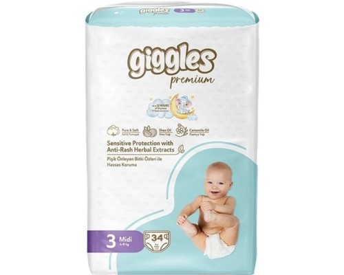 Підгузки Giggles Premium 3 Midi 4-9 кг 34 шт (8680131206896)