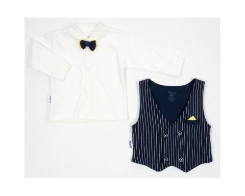 Набір дитячого одягу Miniworld з жилетом (14695-68B-blue)