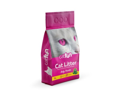Наповнювач для туалету Catfun бентонітовий з ароматом дитячої присипки 5 л (8683655071469)