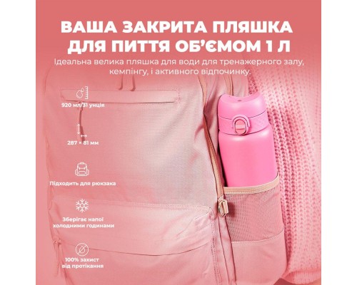Пляшка для води ION8 OneTouch Vacuum Insulated 920 мл Rose Bloom (I8TS1000ROSEB)