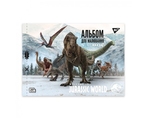 Альбом для малювання Yes А4 20 скоба, з перфорацією Jurassic World (130592)