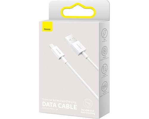 Дата кабель USB 2.0 AM to Micro 5P 2.0m Superior Fast Charging 2A white Baseus (CAMYS-A02)